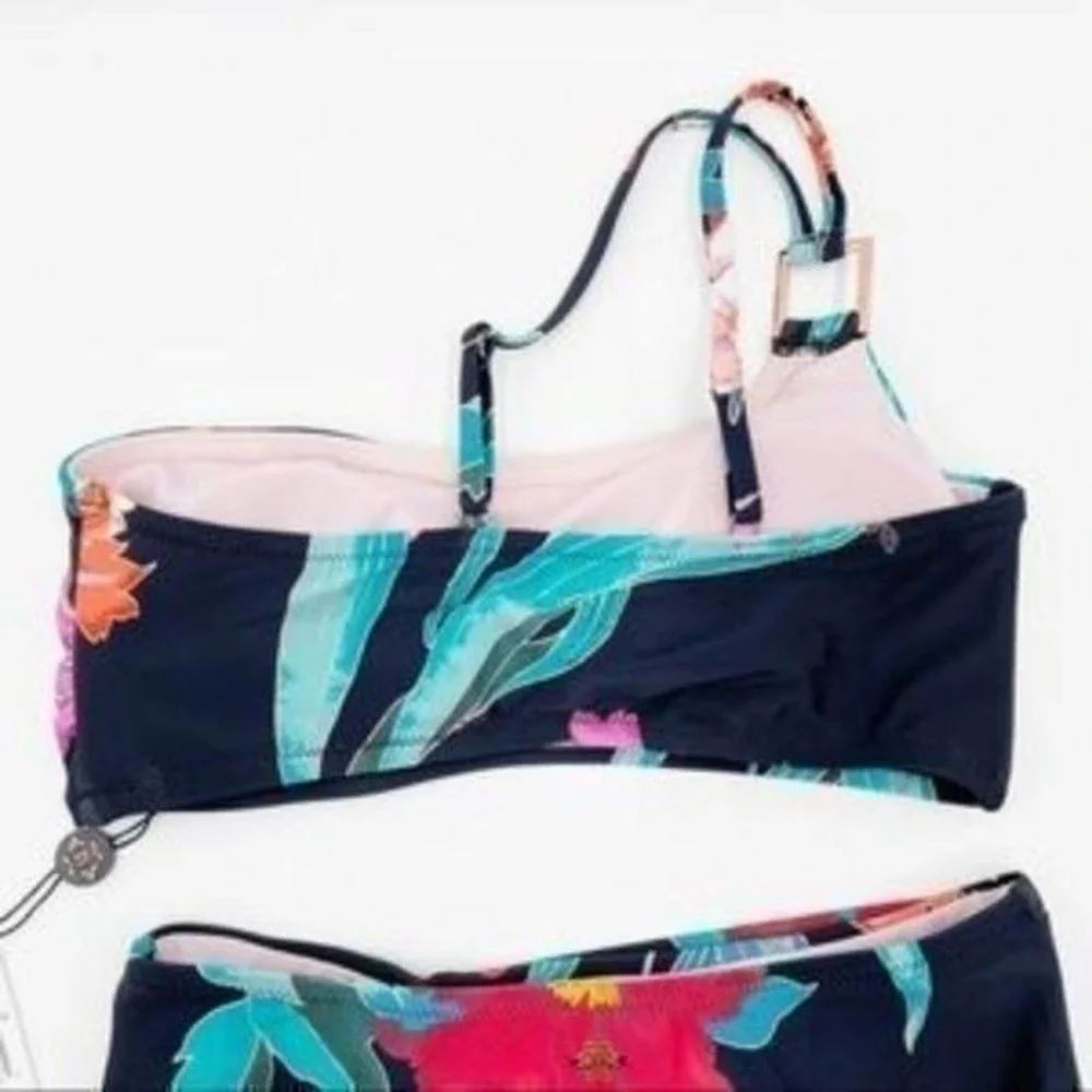 Nanette Lepore Aster Asymmetrical Bikini Swimsuit Set high waist size 6 new!!‎
